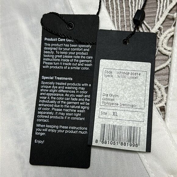 Mavi White Long Sleeve Button Up Roll Up Sleeve Embroidered Shirt Size XL‎ - Picture 12 of 12